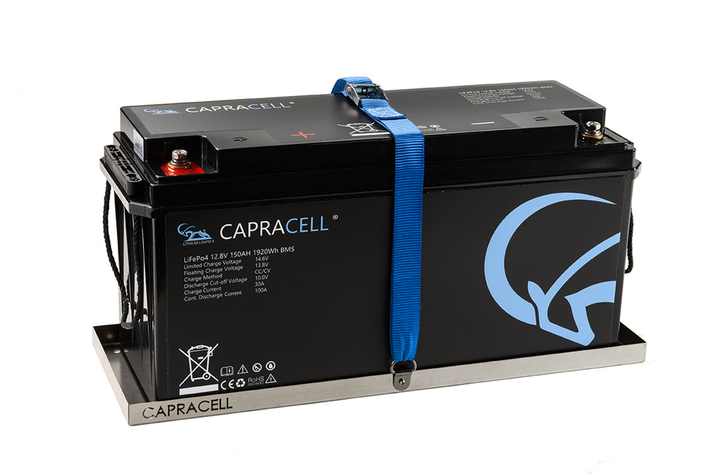 Capracell Batteriehalter Edelstahl 500x175mm inkl Befestigungsgurt –  CAPRACELL